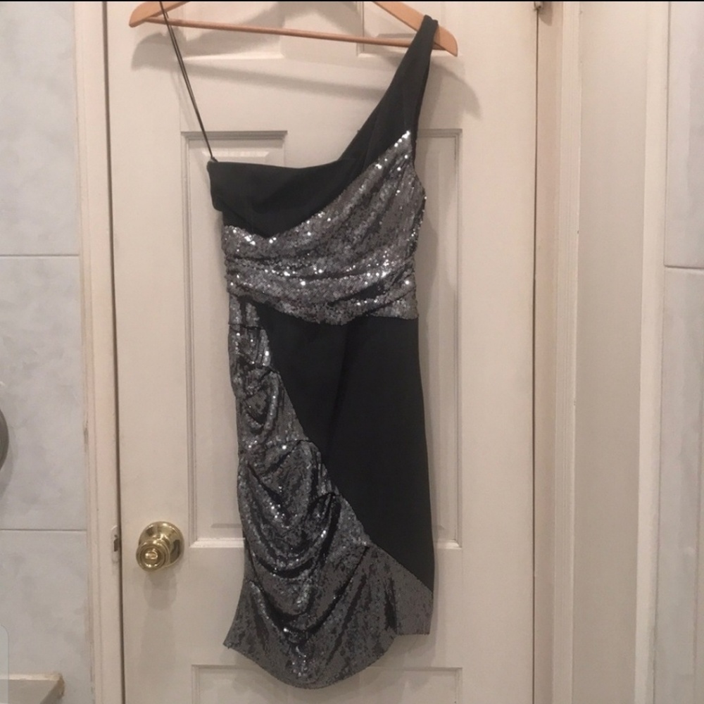 Nicole Miller Sequins One Shoulder Dress